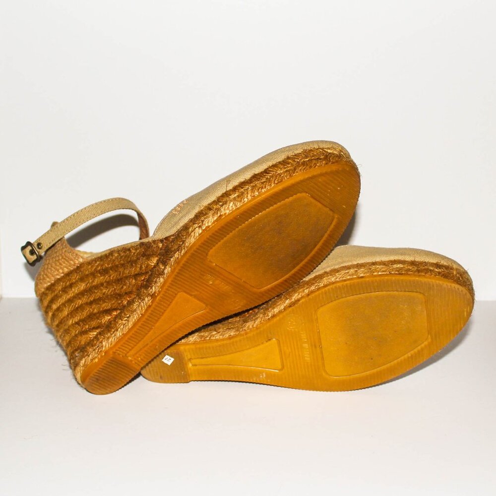 Beige Canvas Espadrille Wedges - Picture 5 of 5